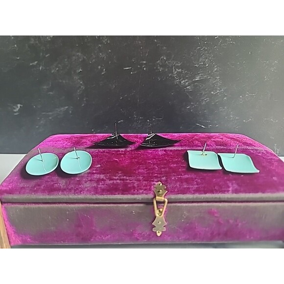 Enamel Stud Vintage Earrings Lot - Picture 10 of 10